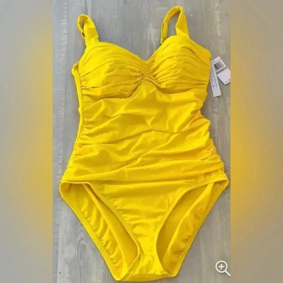 Bleu Rod Beattie Shirred One Piece Swimsuit Size 12 - Picture 5 of 9